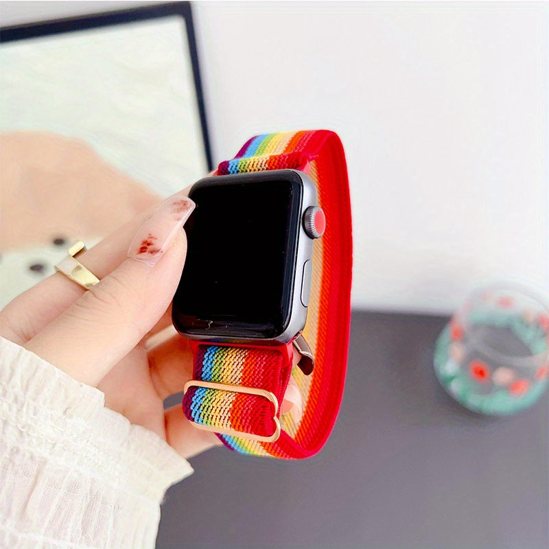 Rainbow Nylon Elastic Smart Watch Strap for Smart Watch