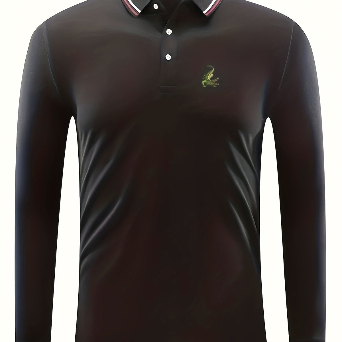 Men's Green Crocodile Print Polo Shirt Casual