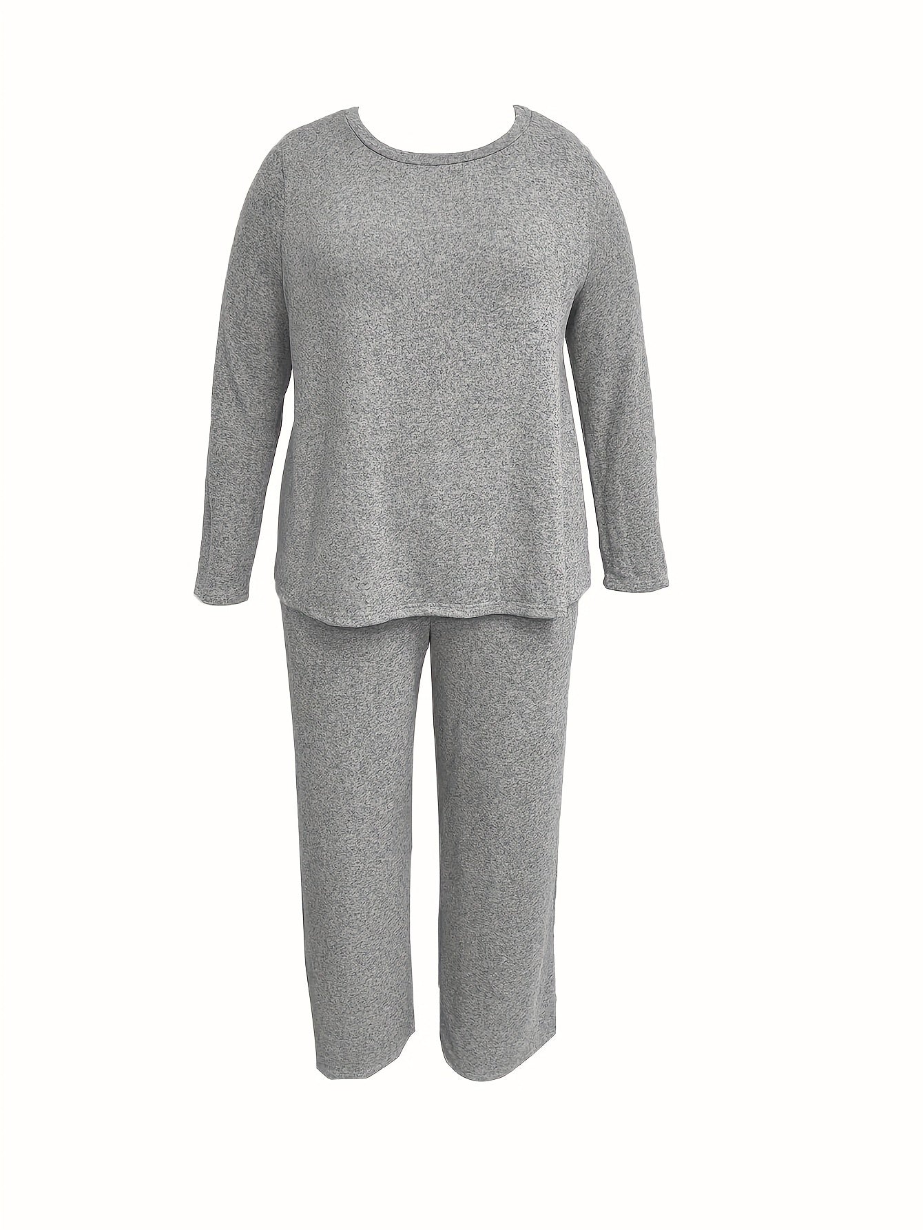  Heathered Round Neck Top & Pants 2 Pc Set