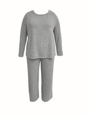  Heathered Round Neck Top & Pants 2 Pc Set