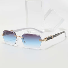 Rectangle Frameless Vintage Rimless Sunglasses for Women Men
