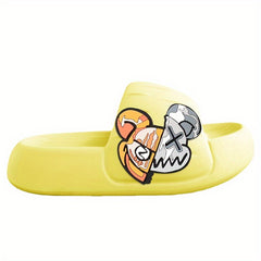 Men's Anime Print Non Slip Platform Slides Soft Sole Cloud Slides