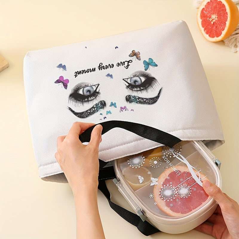 Large Eye Print Lunch Bag Insulated Reusable Box for Women Men