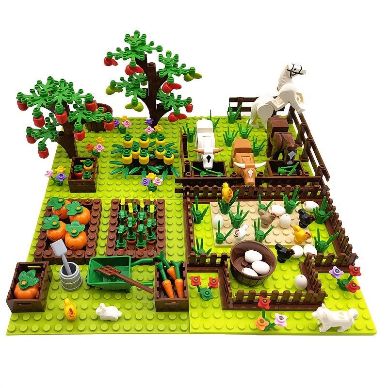 IDEAMOC Farm Animals & Trees Building Blocks Set 4 in 1