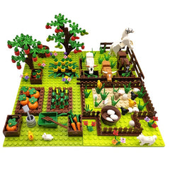 IDEAMOC Farm Animals & Trees Building Blocks Set 4 in 1