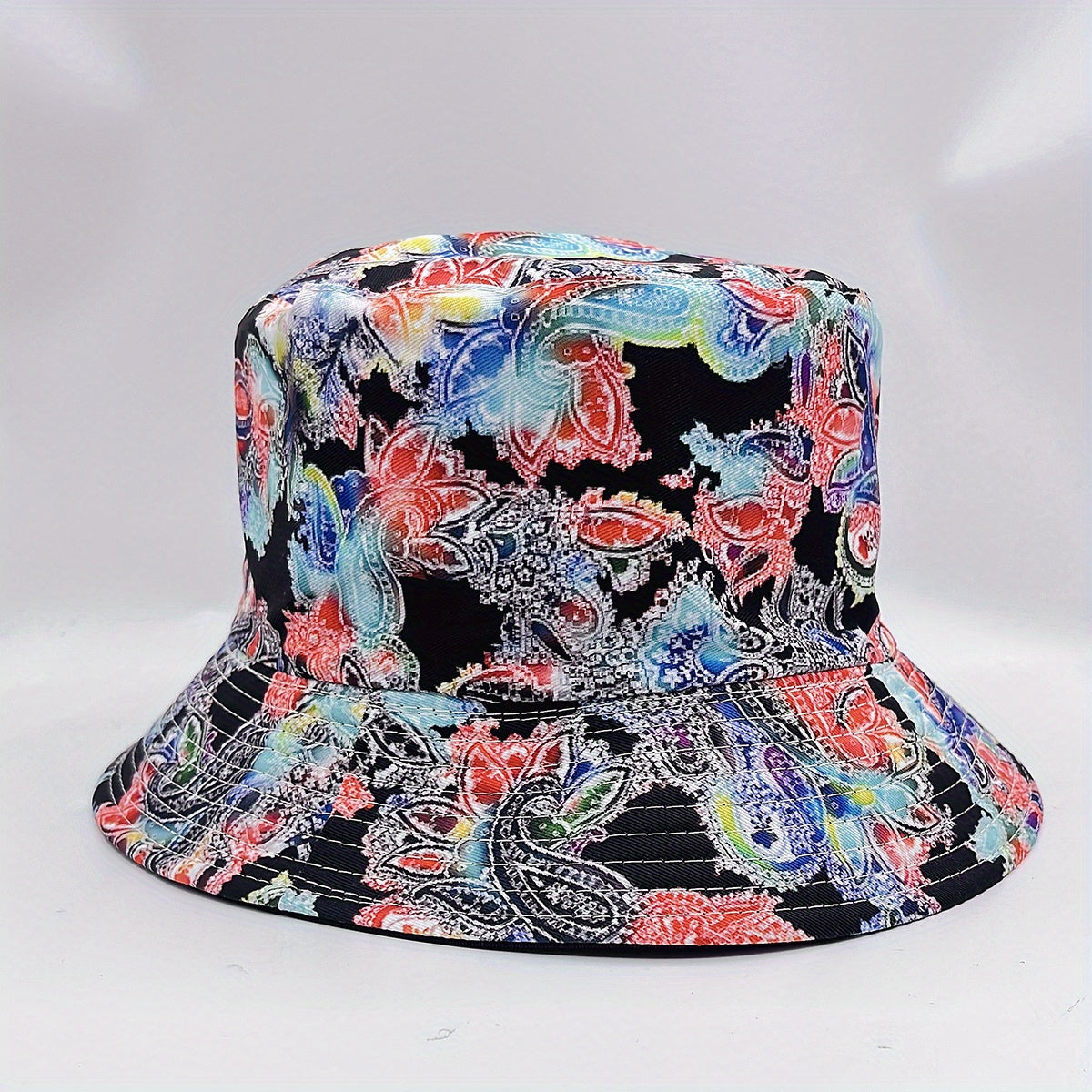 Vintage Paisley Print Bucket Hat Reversible Lightweight Sun Hat for Women Men