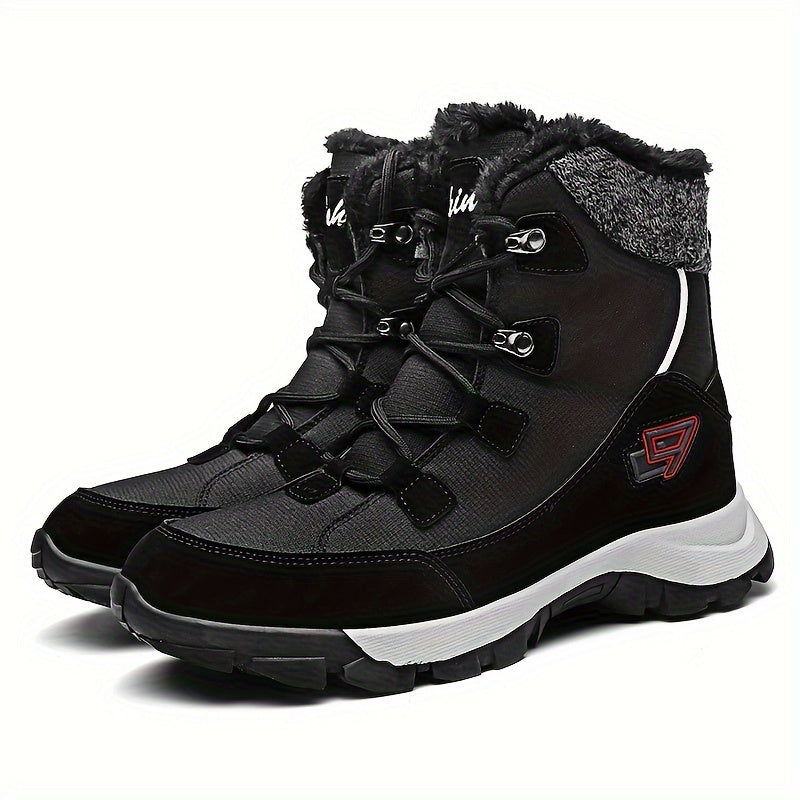 Thick Sole Snow Boots Round Toe Flat Lace Up Snow Shoes