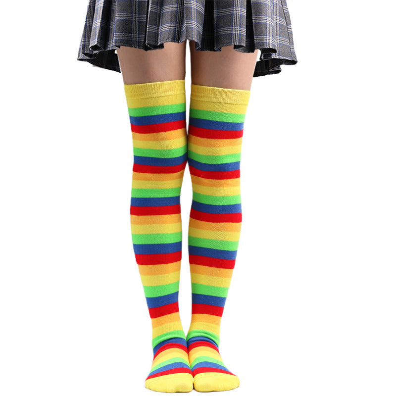 Rainbow Striped Thigh High Stockings Over Knee Socks for Cosplay