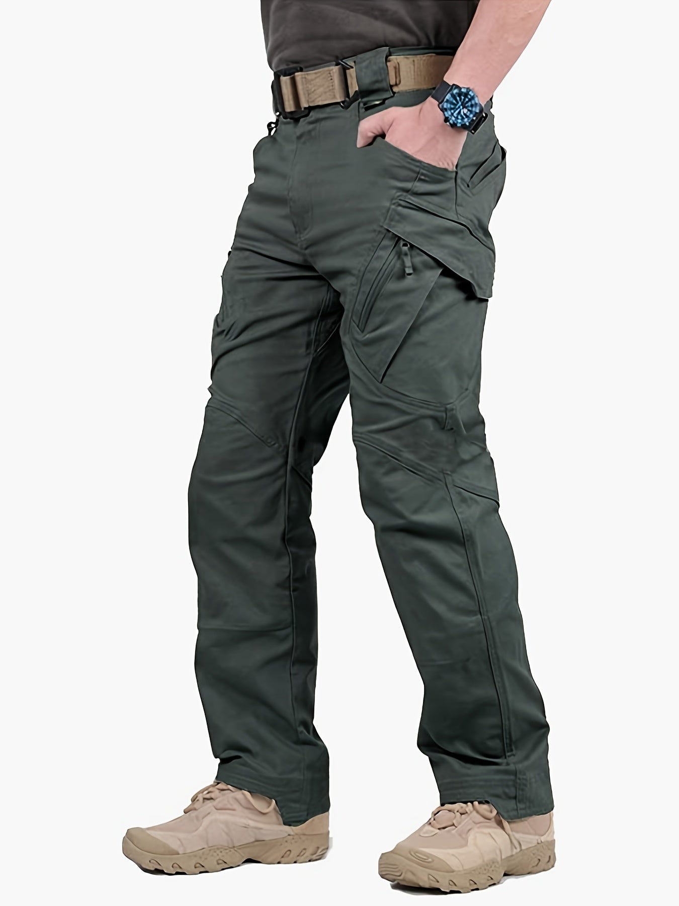 Men's Casual Cargo Pants With Zipper Pockets Male Joggers