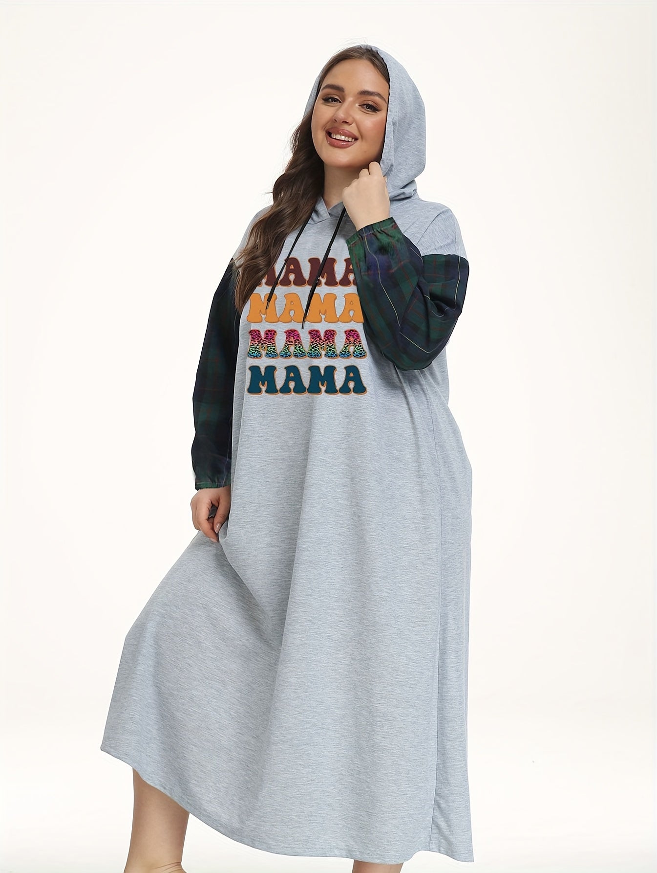  Colorful Letter Print Hooded Nightdress