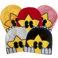 Cartoon Star Jacquard Beanie Warm Knitted Hat Unisex