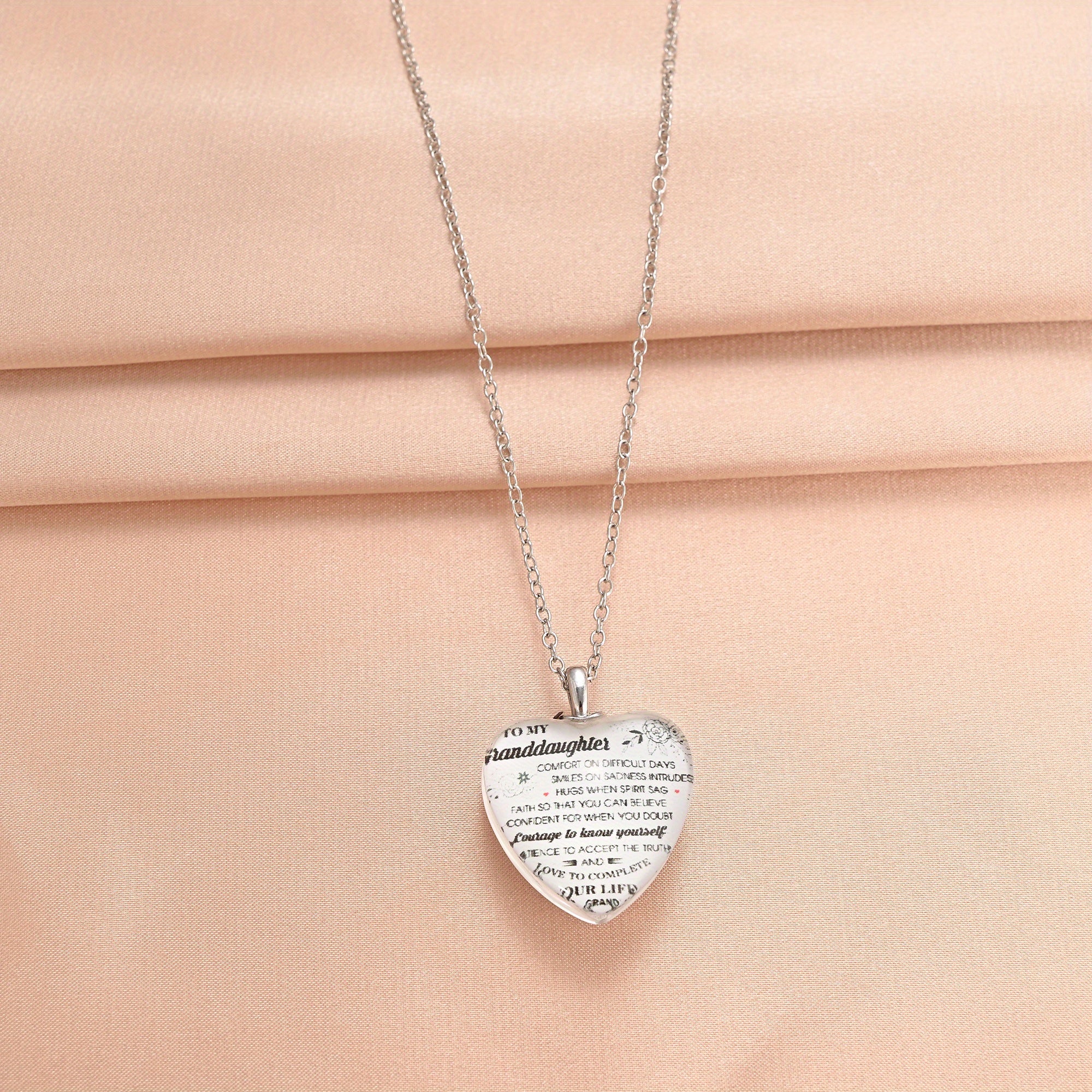 Heart Shaped Crystal Pendant Necklace Gift for Granddaughter