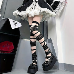 2 Pairs Strappy Over The Knee Socks Women's Stockings
