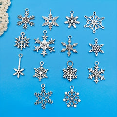 14pcs Alloy Antique Snowflake Pendants DIY Earrings Bracelet Necklace Set