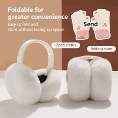Women's Foldable Winter Earmuffs Plush Lining Windproof Cold Proof Ear Warm