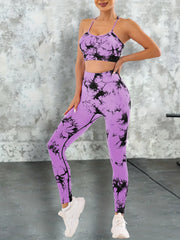 Tie Dye Yoga Set with Butt Lifting Leggings & Sports Bra