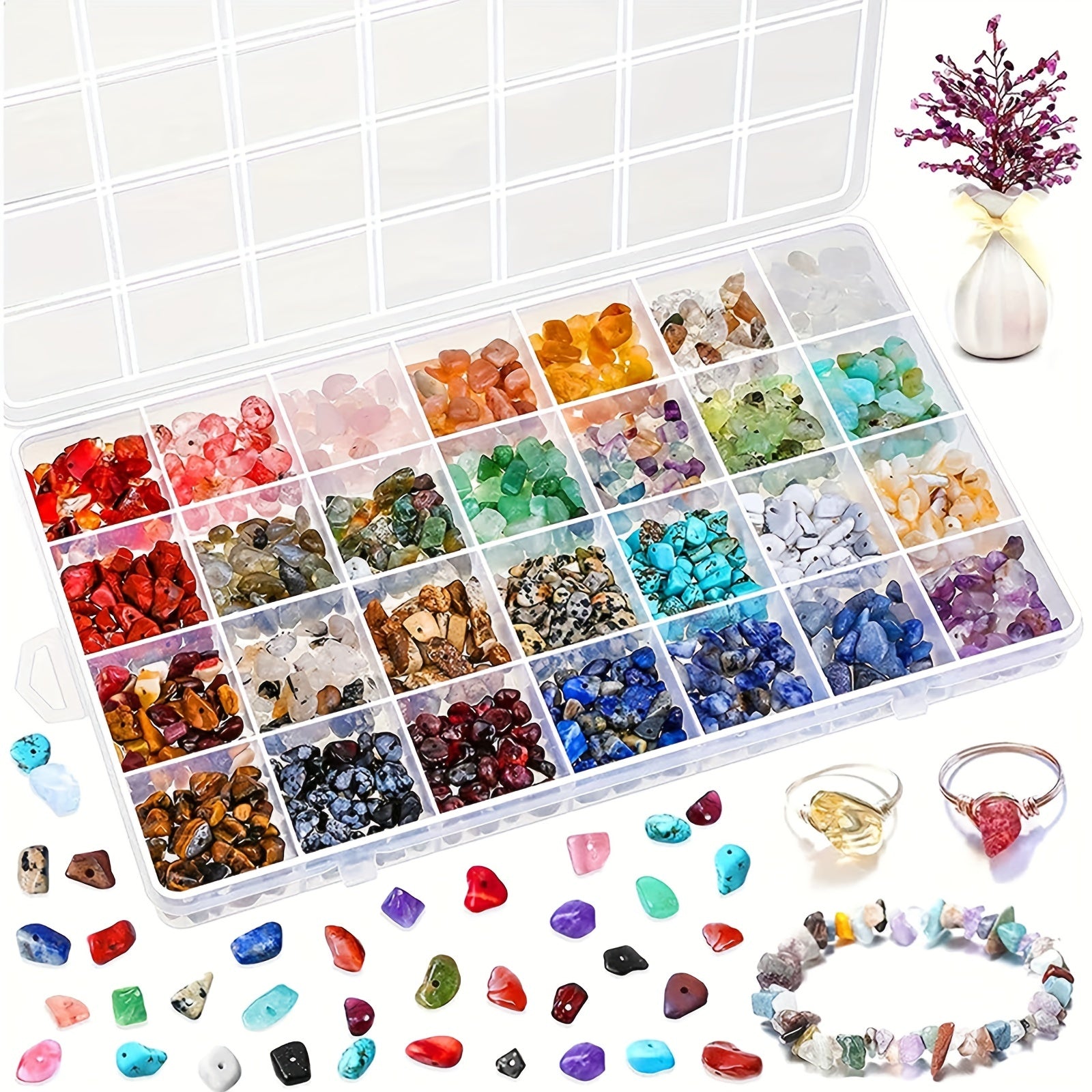 28 Colors Crystal Beads & Gemstone Beads Jewelry Making Kit