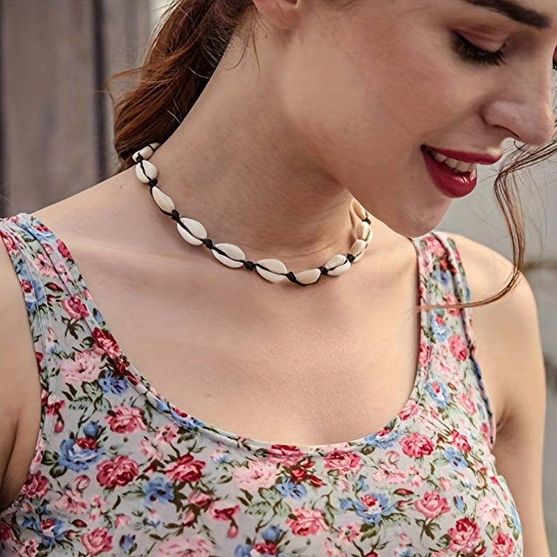 Shell Braided Bracelet Hawaiian Style Beach Necklace
