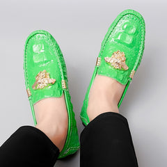 Green Slip on Loafers Comfy Casual Shoes Women's Footwear