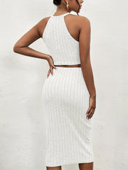 Ribbed Two piece Set Crop Top & Mini Skirts Outfits Women's Clothing