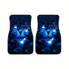 4pcs Butterfly Pattern Car Seat Cover Set Front & Rear Seat Mat Car Interior Acc