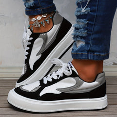 Women's Colorblock Skate Shoes Lace Up Outdoor Sneakers