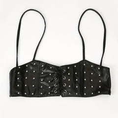 Rivet Lace Up Punk Belt PU Leather Waistband Hip Hop Underbust Gothic Waspie