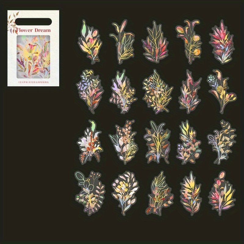 40pcs Vintage Plants & Flowers Stickers for DIY Art Supplies
