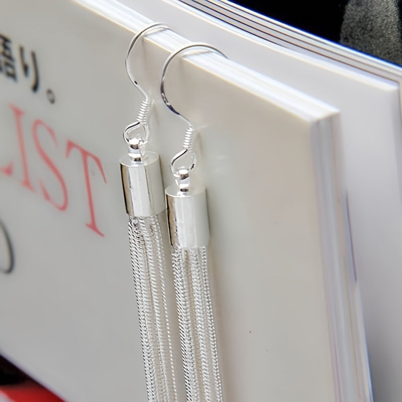 Women Long Tassel Drop Dangle Earrings Fine Ear Jewelry 1Pair