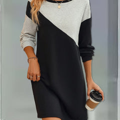  Colorblock Long Sleeve Mini Dress