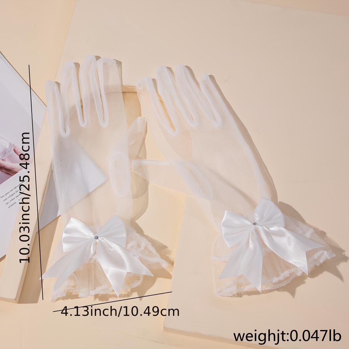 Sheer Wedding Gloves With Bow Bridal Gloves