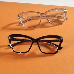 Clear Lens Eyeglasses Vintage Cat Eye Glasses Metal Hinge Eyewear