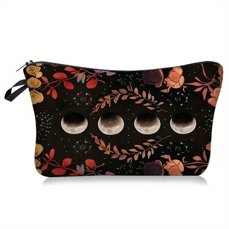 Vintage Moon Pattern Makeup Organizer Zipper Bag for Travel