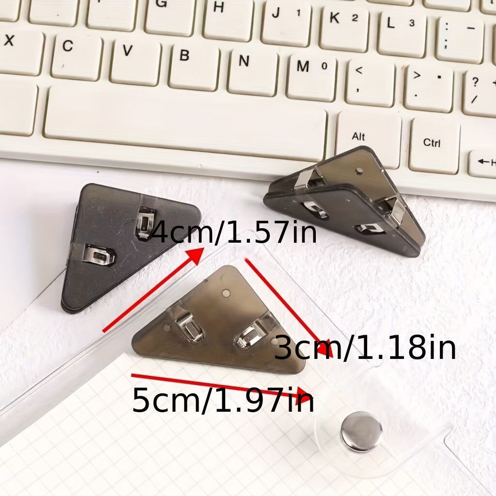Acrylic Triangle Clip Set - Anti Roll Corner Clip for Office Documents