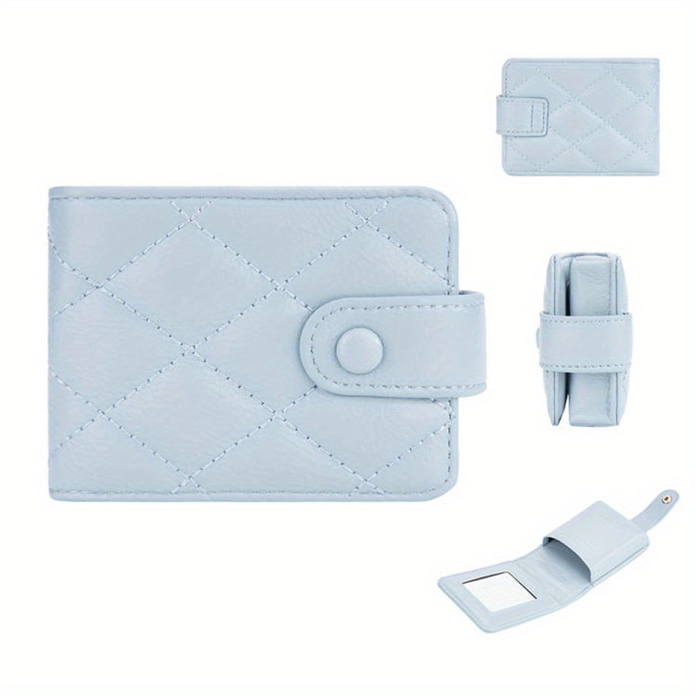 Quilted Flap Lipstick Bag Argyle Pattern with Mirror
