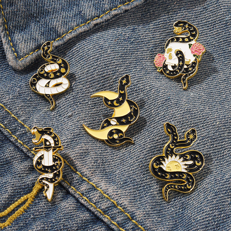 Gothic Snake Enamel Pins Horror Animal Lapel Pin
