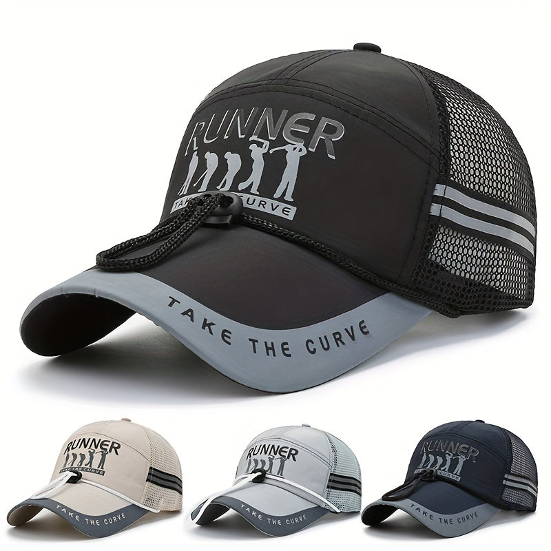 Classic Baseball Cap Summer Gauze Fishing Cap With Chin Fixed Rope