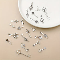 20pcs Antique Silver Key Shape Charms Pendants for DIY Necklace Bracelets