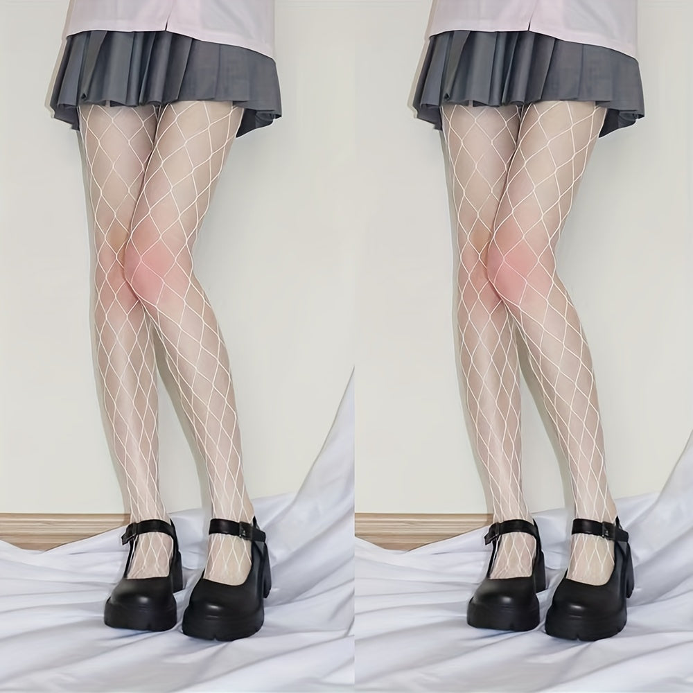 2-Pack High-Waist Sheer Fishnet Tights Pantyhose Stockings