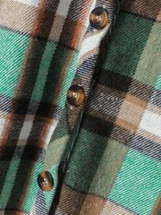 Boys Plaid Button Up Shirt Jacket for Autumn