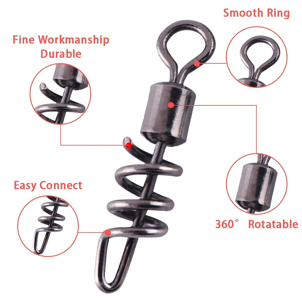 50pcs Fishing Barrel Swivels Stainless Steel Snaps for Saltwater Luring