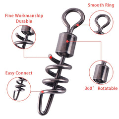 50pcs Fishing Barrel Swivels Stainless Steel Snaps for Saltwater Luring