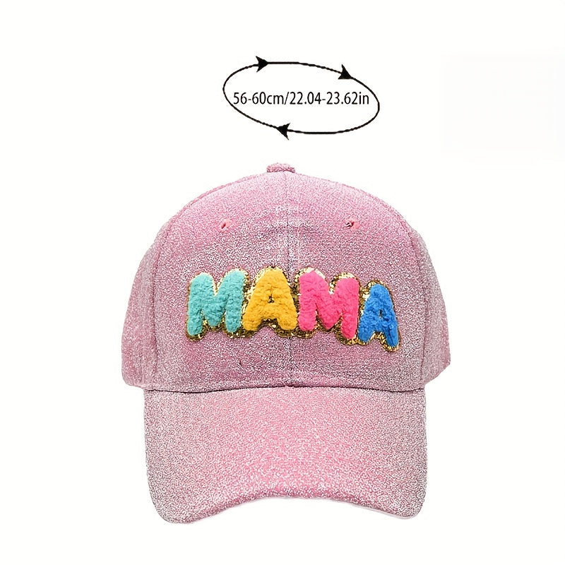 Mama Patch Glitter Baseball Cap Colorful Sunshade Dad Hats