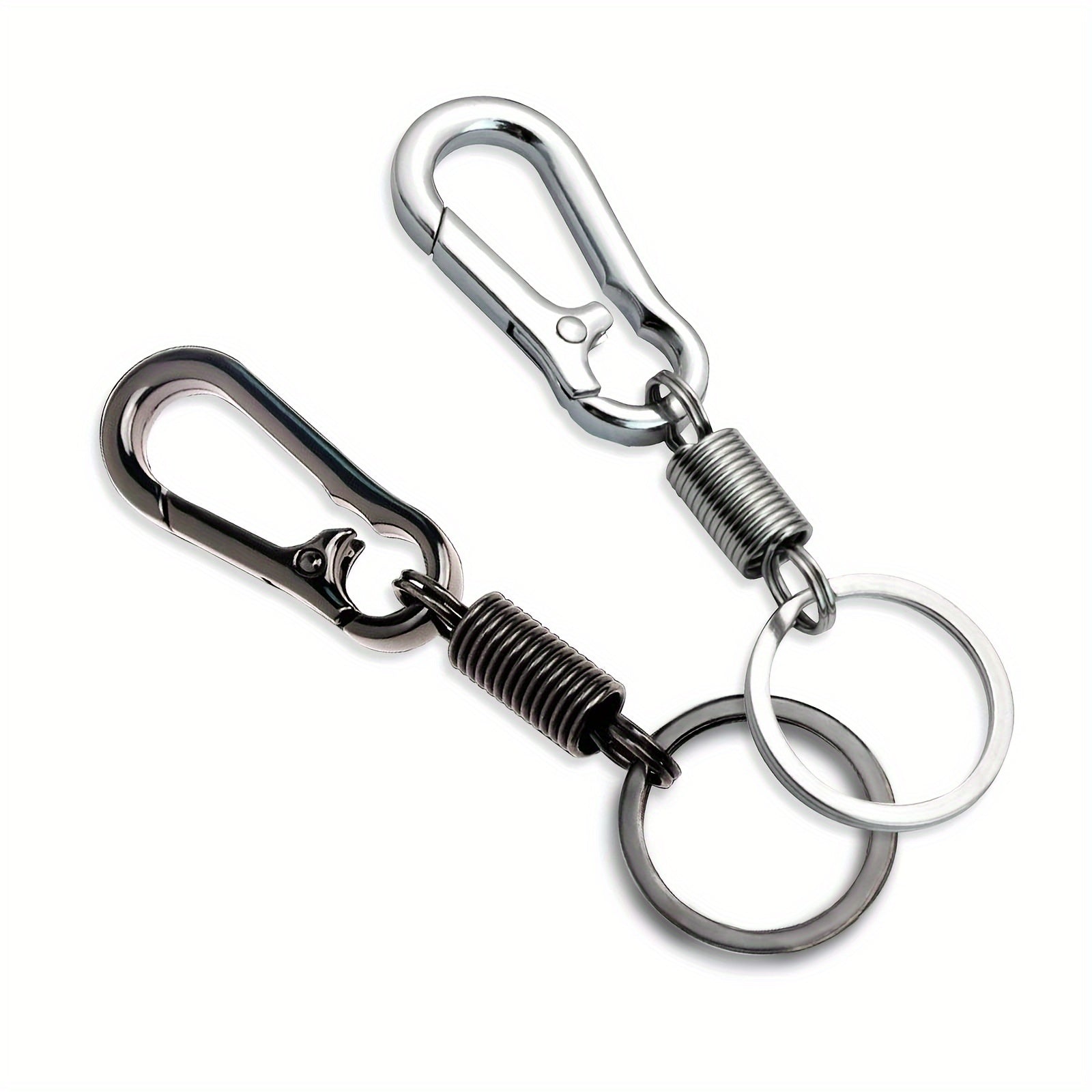 2pcs Spring Keychain Clip Metal Retractable Key Holder Hook for Bag