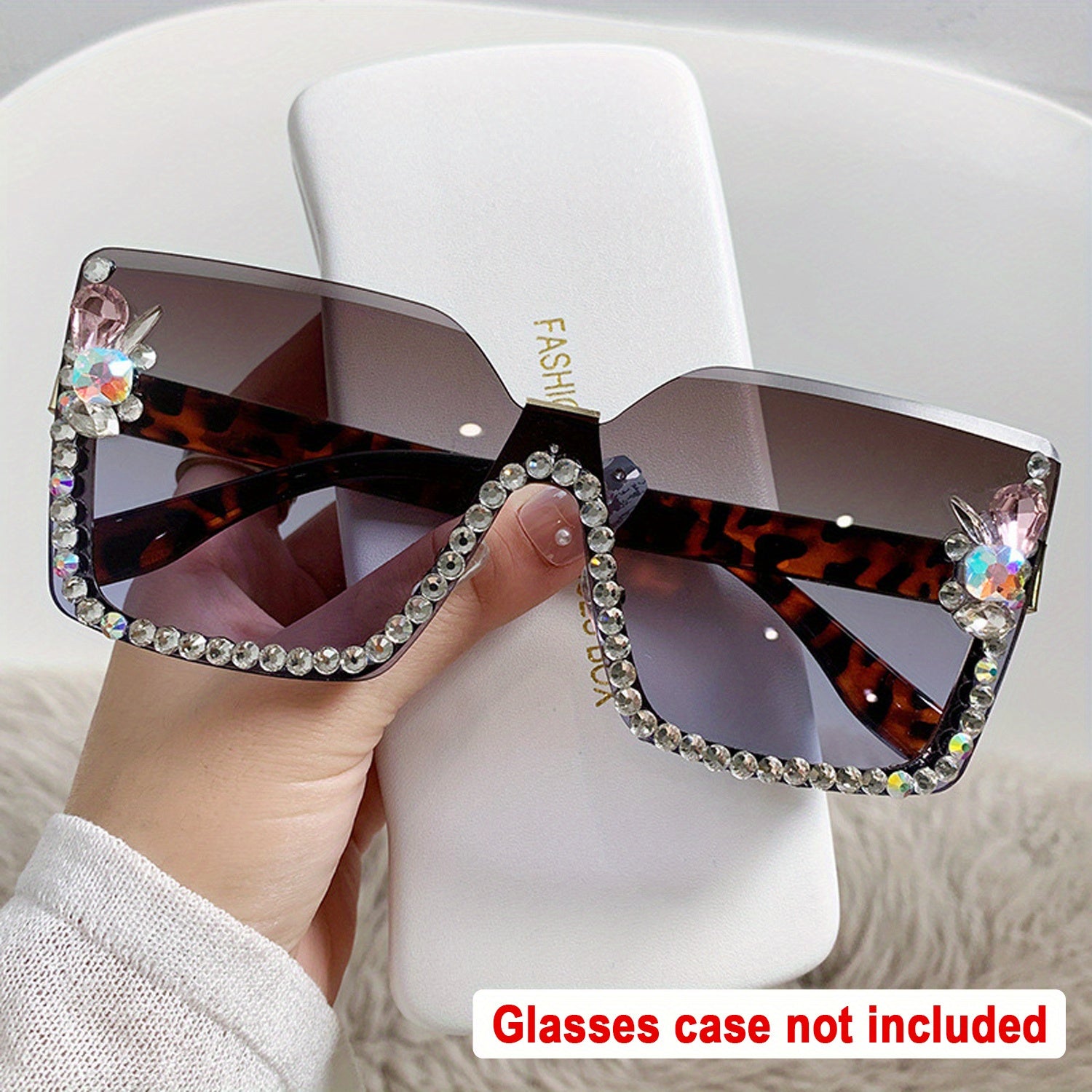 Rhinestone Rimless Gradient Sunglasses UV400