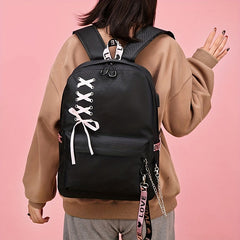 Large Capacity Canvas Travel Backpack with USB Charging Port