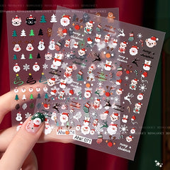 Christmas Manicure Stickers Old Man Elk Head Snowflake Nail Decals