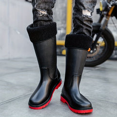Men's Plush Warm High Top Rain Boots Waterproof Non slip Galoshes