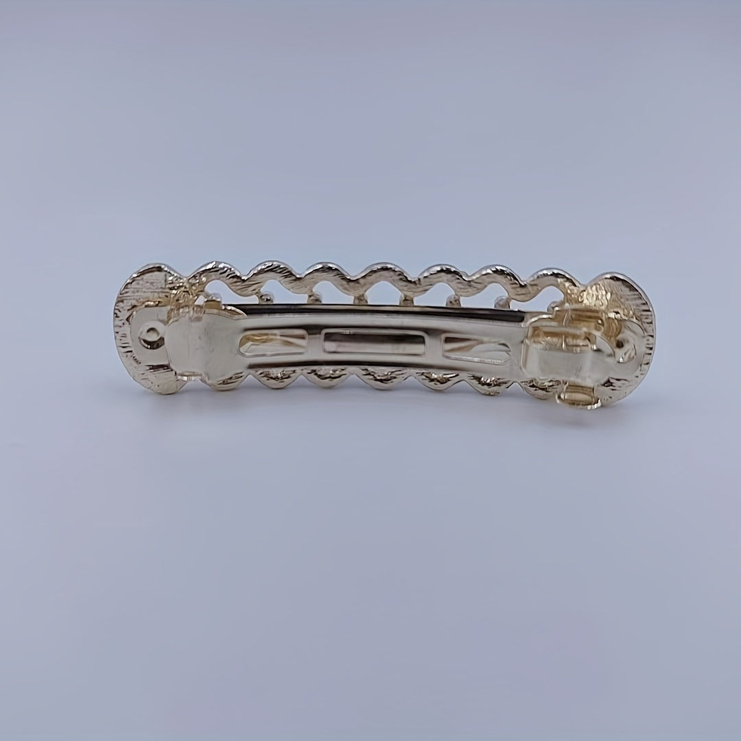 Geometric Hair Clip French Barrette Faux Pearl Rhinestone Hairpin