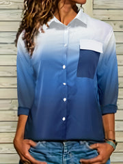  Ombre Print Long Sleeve Button Up Shirt